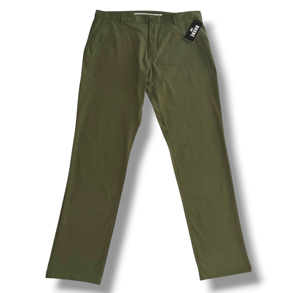 Rhone Commuter Slim Pant Mens 36x33 Lichen Green Flex-Knit Performance Trousers